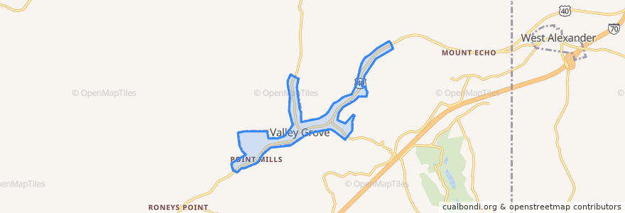 Mapa de ubicacion de Valley Grove.