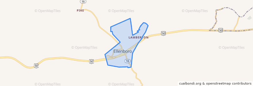 Mapa de ubicacion de Ellenboro.