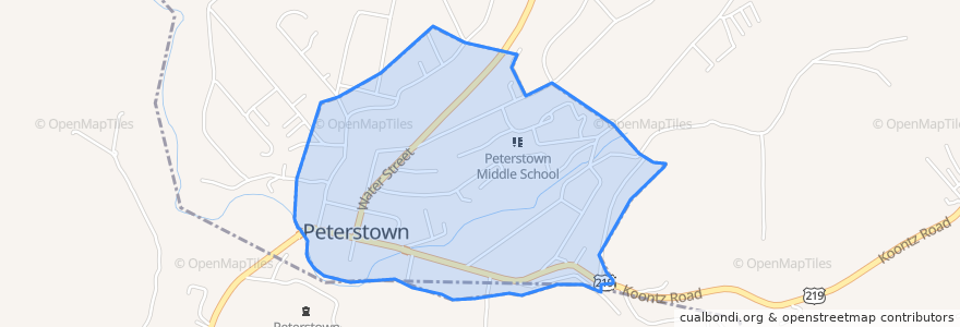 Mapa de ubicacion de Peterstown.