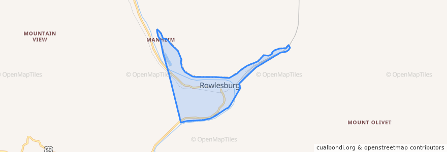 Mapa de ubicacion de Rowlesburg.