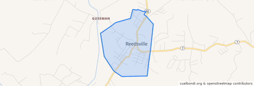 Mapa de ubicacion de Reedsville.