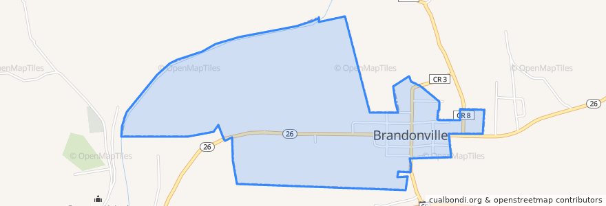 Mapa de ubicacion de Brandonville.