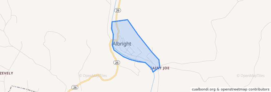 Mapa de ubicacion de Albright.