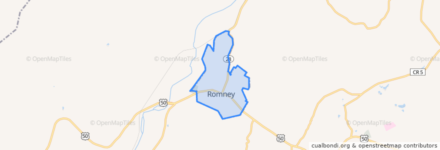 Mapa de ubicacion de Romney.
