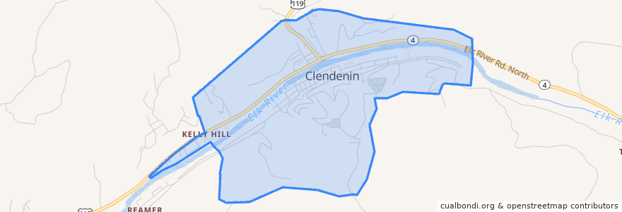 Mapa de ubicacion de Clendenin.