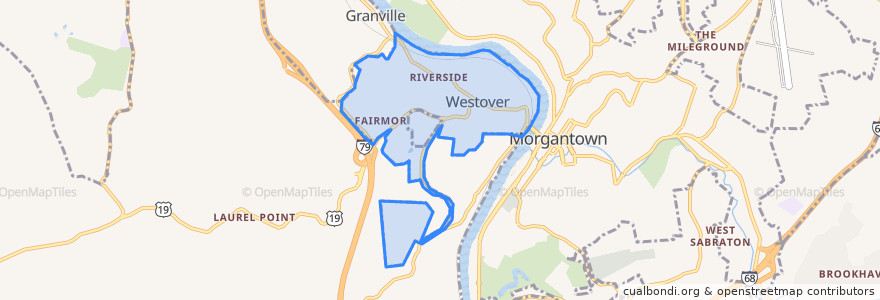 Mapa de ubicacion de Westover.