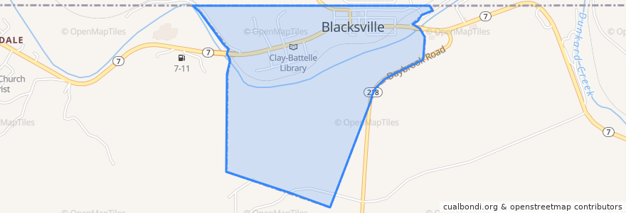 Mapa de ubicacion de Blacksville.
