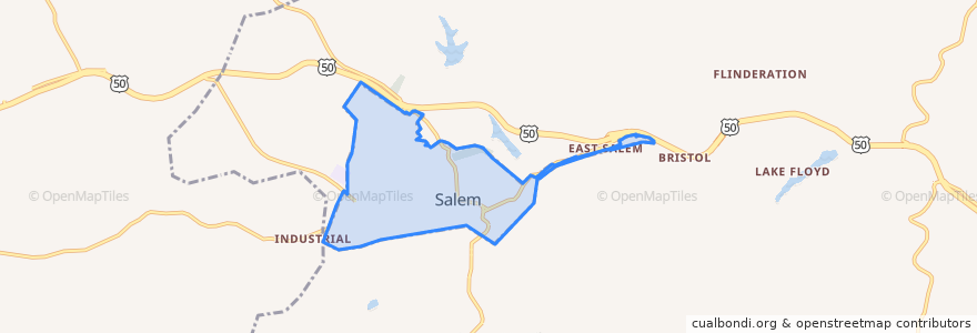 Mapa de ubicacion de Salem.