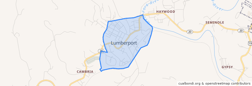 Mapa de ubicacion de Lumberport.