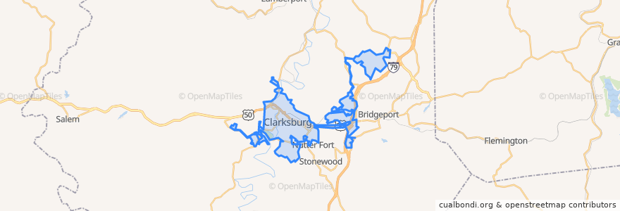 Mapa de ubicacion de Clarksburg.