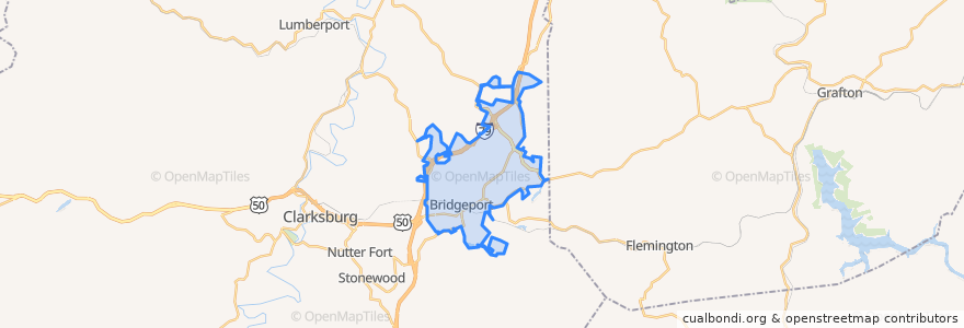 Mapa de ubicacion de Bridgeport.