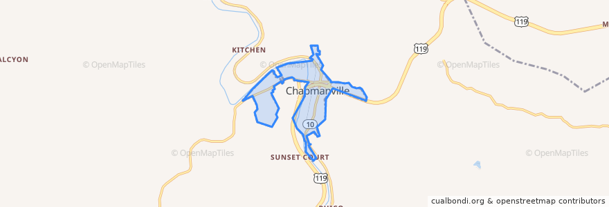 Mapa de ubicacion de Chapmanville.