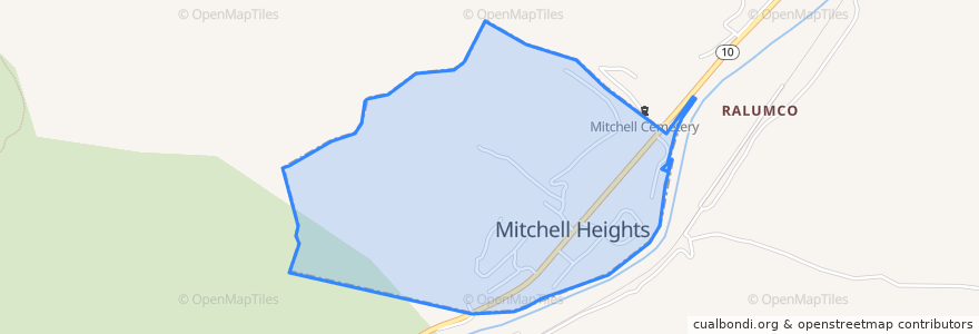 Mapa de ubicacion de Mitchell Heights.