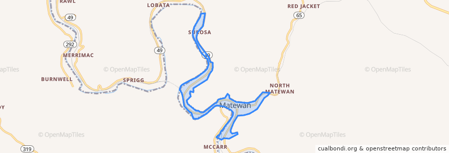 Mapa de ubicacion de Matewan.