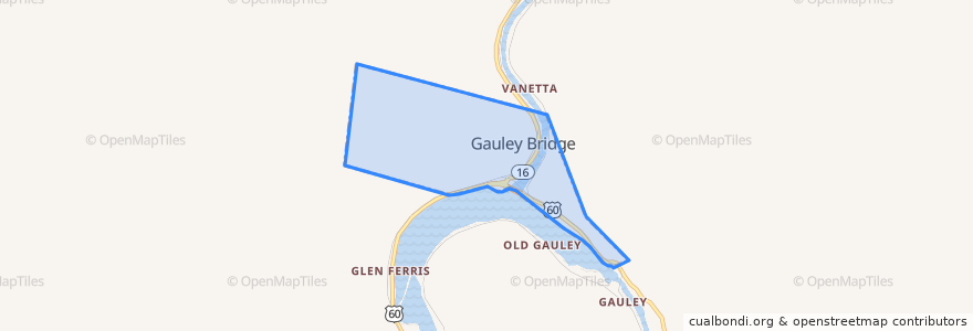 Mapa de ubicacion de Gauley Bridge.