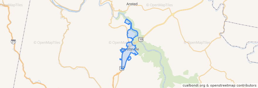 Mapa de ubicacion de Fayetteville.