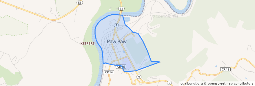 Mapa de ubicacion de Paw Paw.