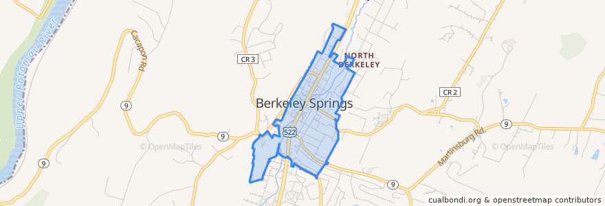 Mapa de ubicacion de Bath (Berkeley Springs).