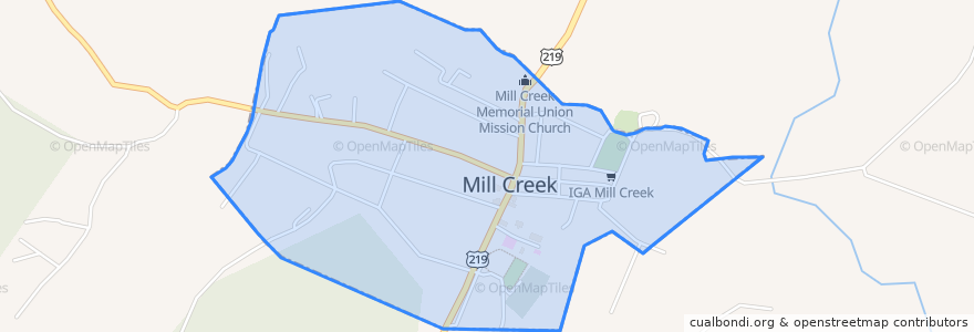 Mapa de ubicacion de Mill Creek.