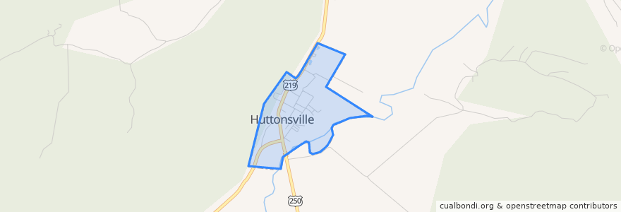 Mapa de ubicacion de Huttonsville.