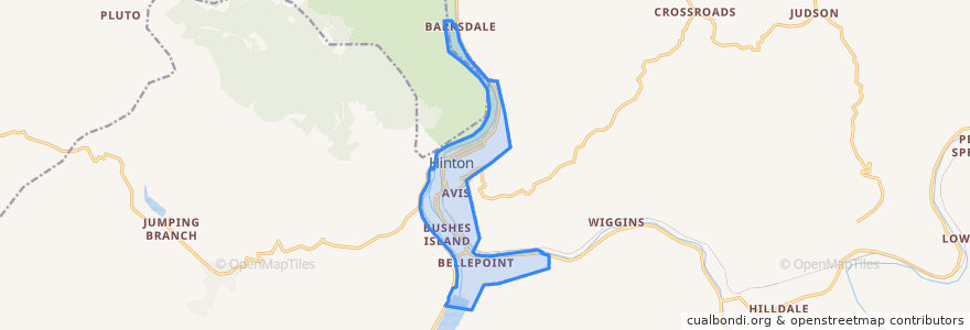 Mapa de ubicacion de Hinton.