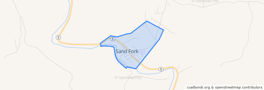 Mapa de ubicacion de Sand Fork.