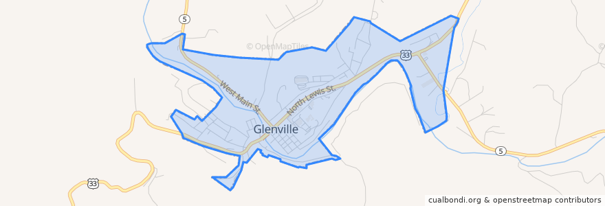 Mapa de ubicacion de Glenville.