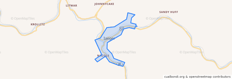 Mapa de ubicacion de Iaeger.