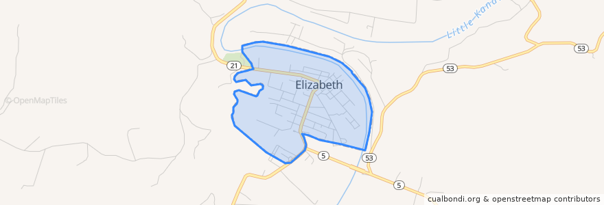 Mapa de ubicacion de Elizabeth.