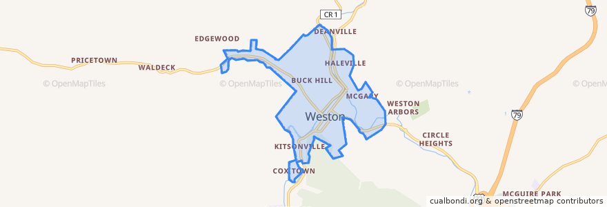 Mapa de ubicacion de Weston.