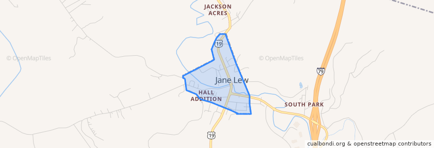 Mapa de ubicacion de Jane Lew.