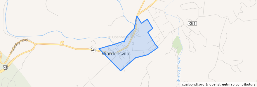 Mapa de ubicacion de Wardensville.
