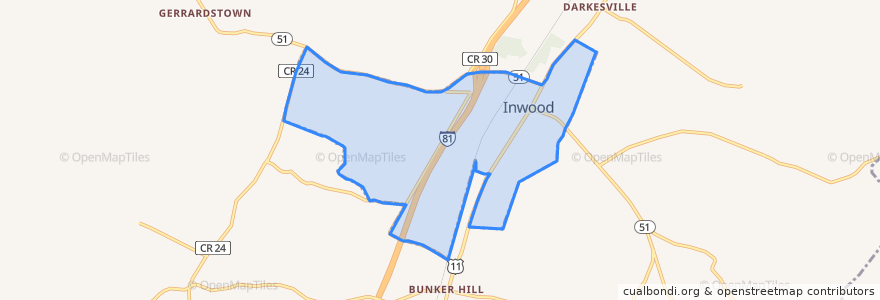 Mapa de ubicacion de Inwood.