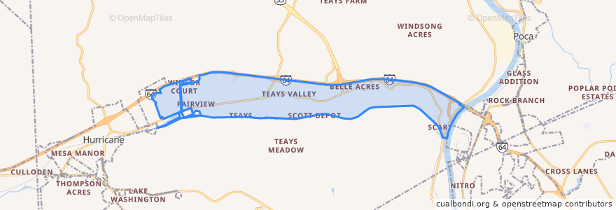 Mapa de ubicacion de Teays Valley.