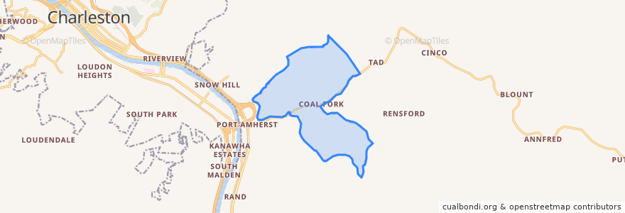 Mapa de ubicacion de Coal Fork.