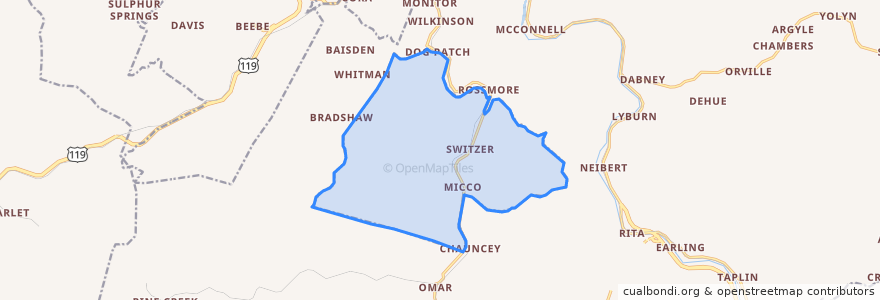 Mapa de ubicacion de Switzer.