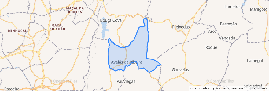 Mapa de ubicacion de Avelãs da Ribeira.