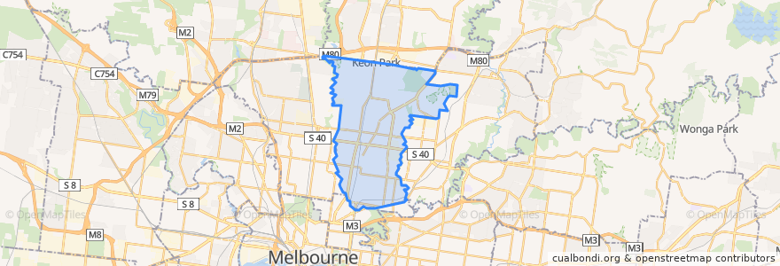 Mapa de ubicacion de City of Darebin.