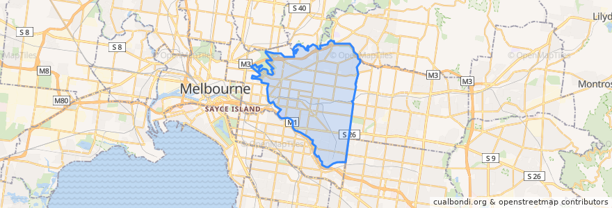 Mapa de ubicacion de City of Boroondara.