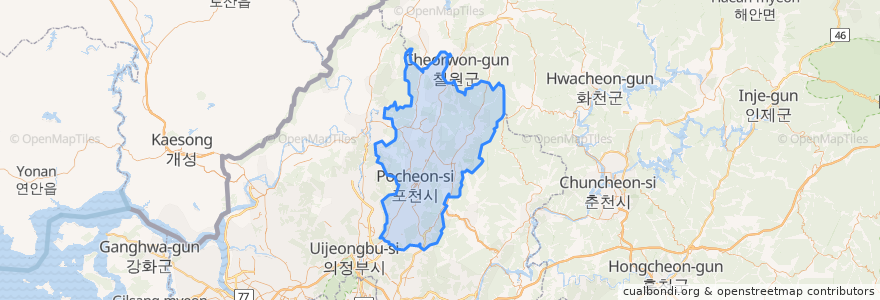 Mapa de ubicacion de 포천시.