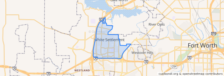 Mapa de ubicacion de White Settlement.