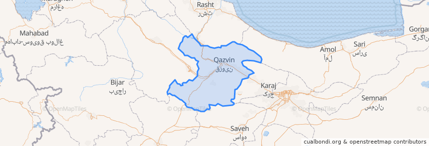 Mapa de ubicacion de Qazvin Province.