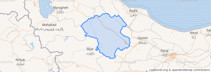 Mapa de ubicacion de Zanjan.