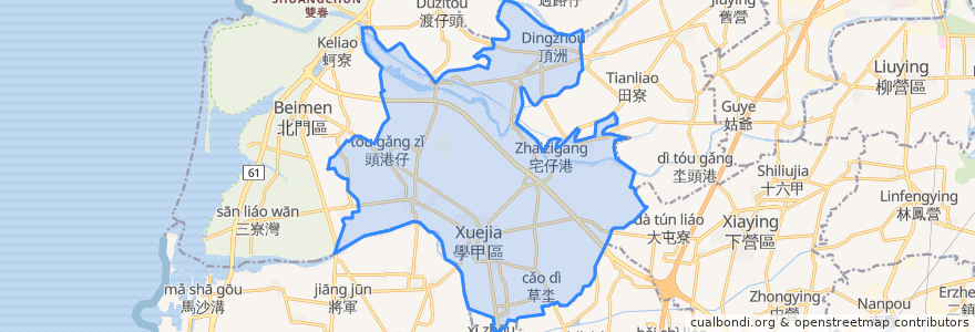 Mapa de ubicacion de 学甲区.