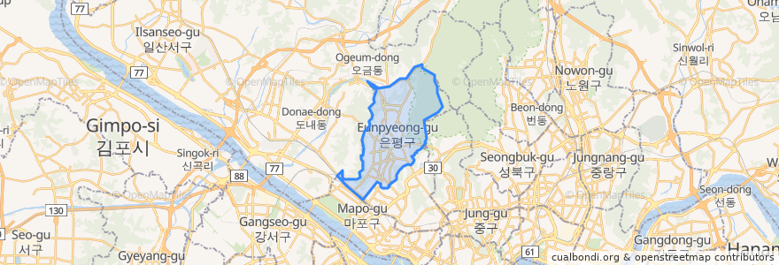 Mapa de ubicacion de 은평구.