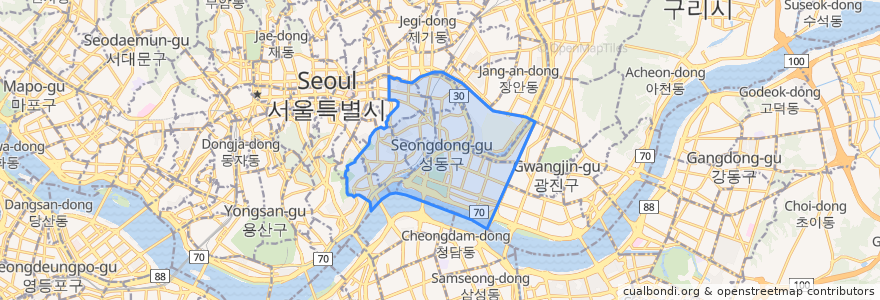 Mapa de ubicacion de 성동구.