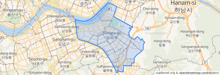 Mapa de ubicacion de 송파구.