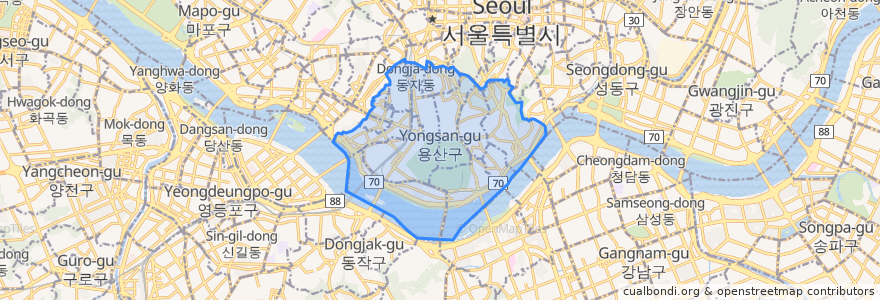 Mapa de ubicacion de 용산구.