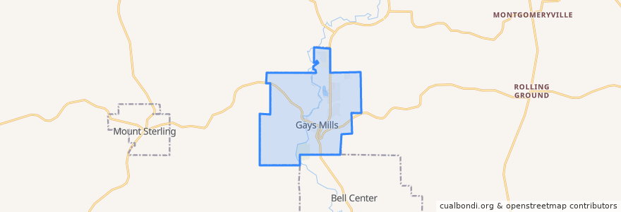 Mapa de ubicacion de Gays Mills.