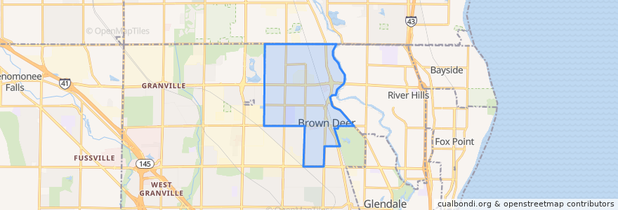 Mapa de ubicacion de Brown Deer.